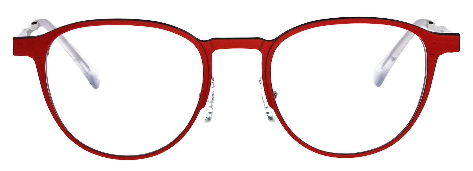 Das Bild zeigt die Eyebar Brille Frankfurt in rot von vorne
